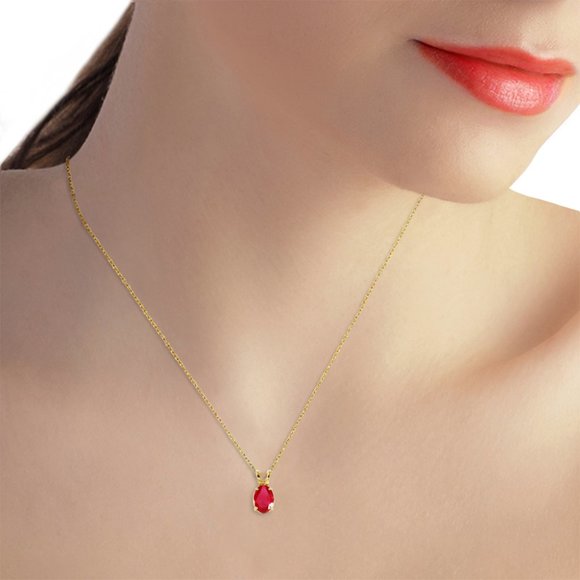 14K. SOLID GOLD NECKLACE WITH NATURAL RUBY - Picture 5 of 9